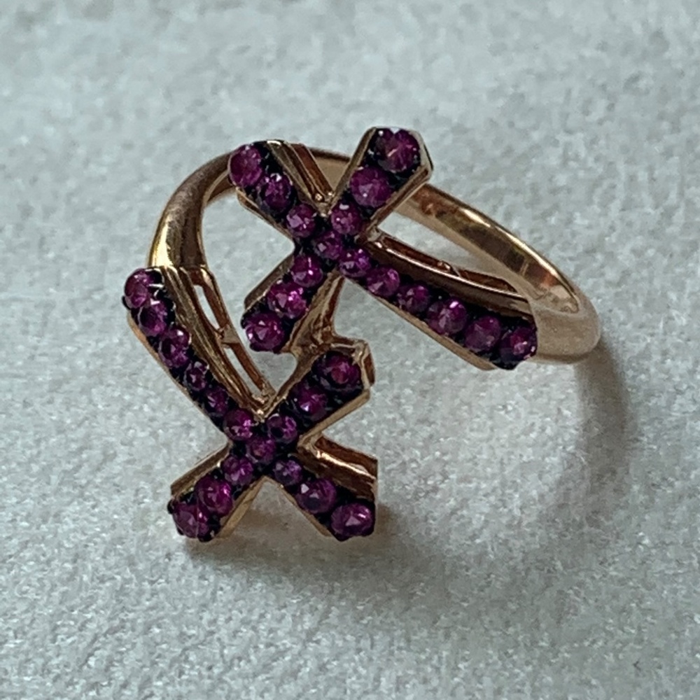 18k Rose Gold Double Cross Ring